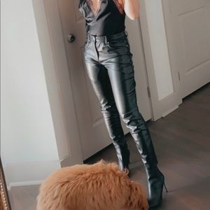 Black faux leather pants